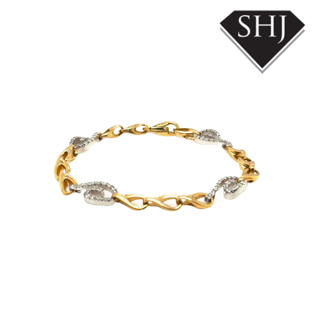 18ct Yellow/White Gold Diamond Bracelet