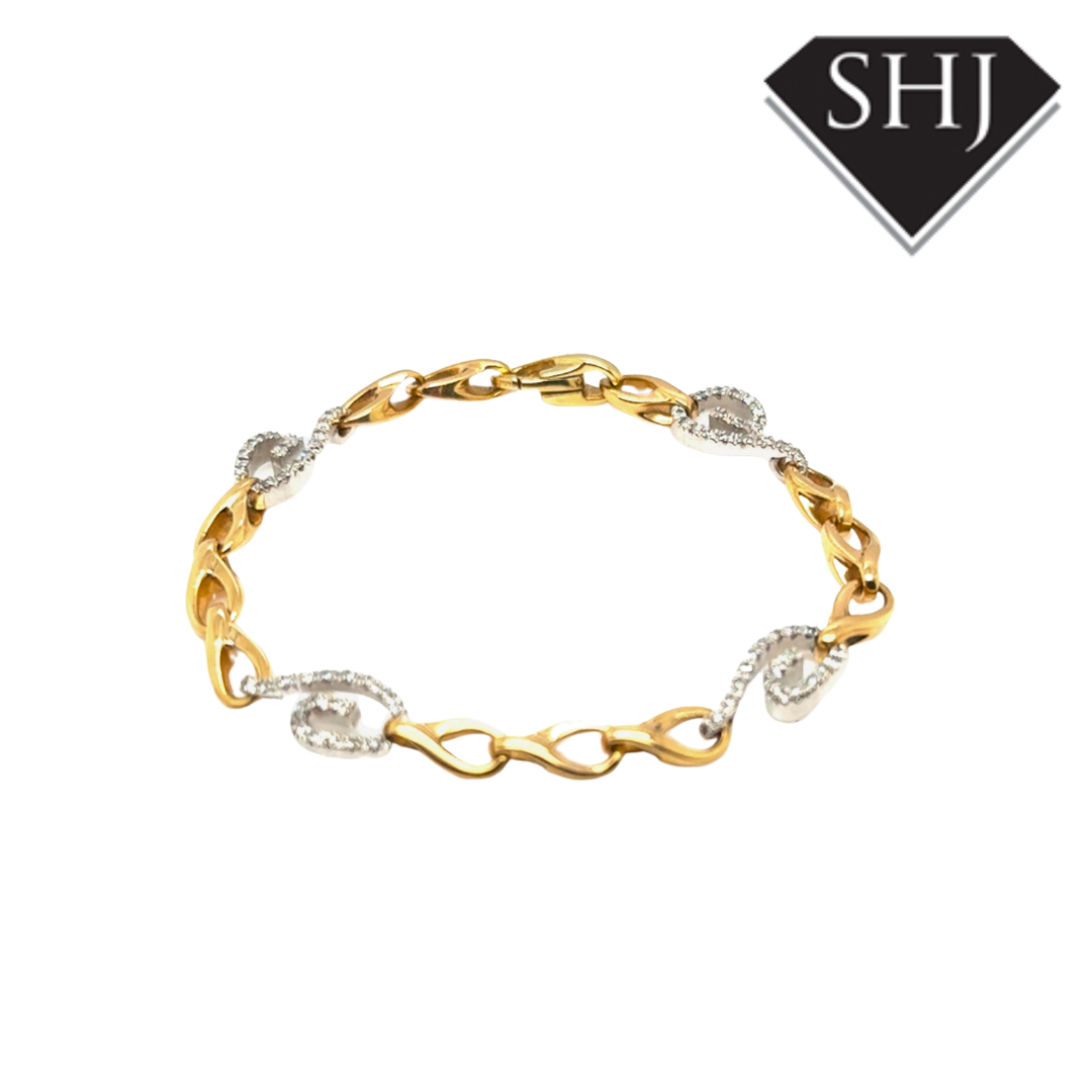 18ct Yellow/White Gold Diamond Bracelet