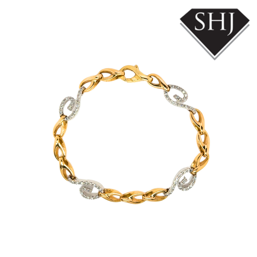 18ct Yellow/White Gold Diamond Bracelet