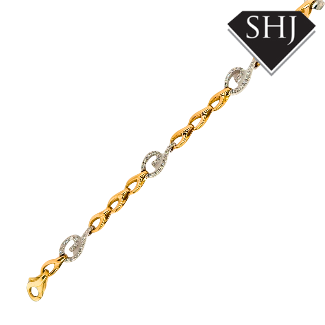 18ct Yellow/White Gold Diamond Bracelet