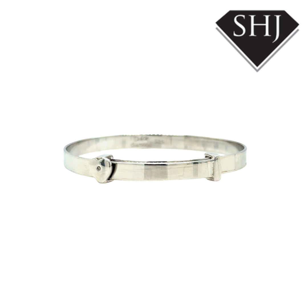 Silver Diamond Set Heart Baby Bangle