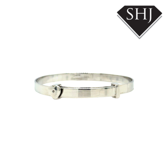 Silver Diamond Set Heart Baby Bangle
