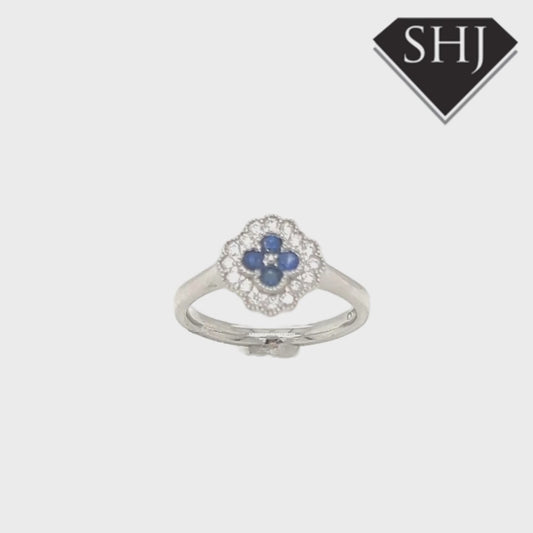 Platinum 0.18ct Diamond and Sapphire Ring