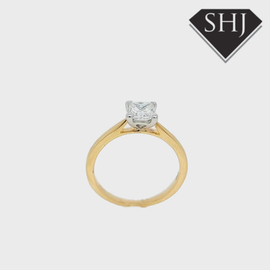 18ct Yellow & White Gold 0.72ct Princess Cut Diamond Ring