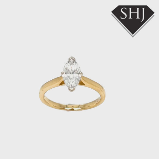 18ct Yellow Gold Lab Created Marquis Diamond Ring