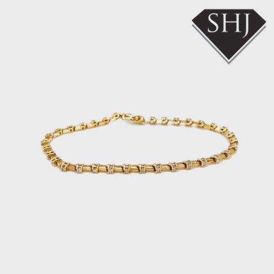 14ct Yellow Gold Diamond Bracelet