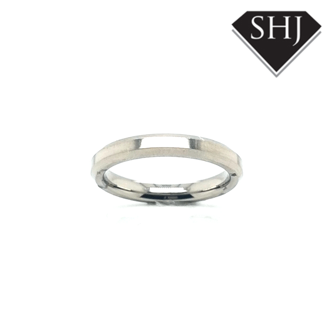 18ct White Gold Wedding Band 3mm Chamfered