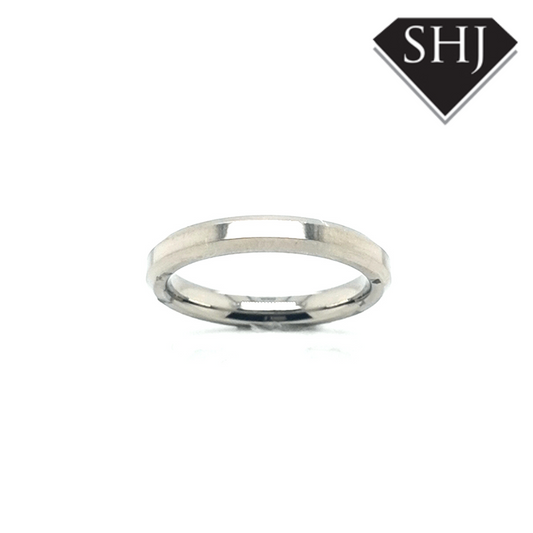 18ct White Gold Wedding Band 3mm Chamfered