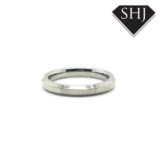 18ct White Gold Wedding Band 3mm Chamfered
