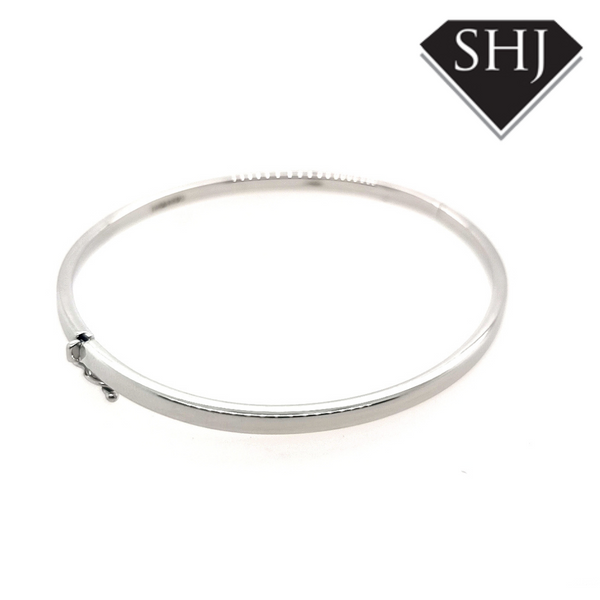 9ct White Gold Hinged Bangle