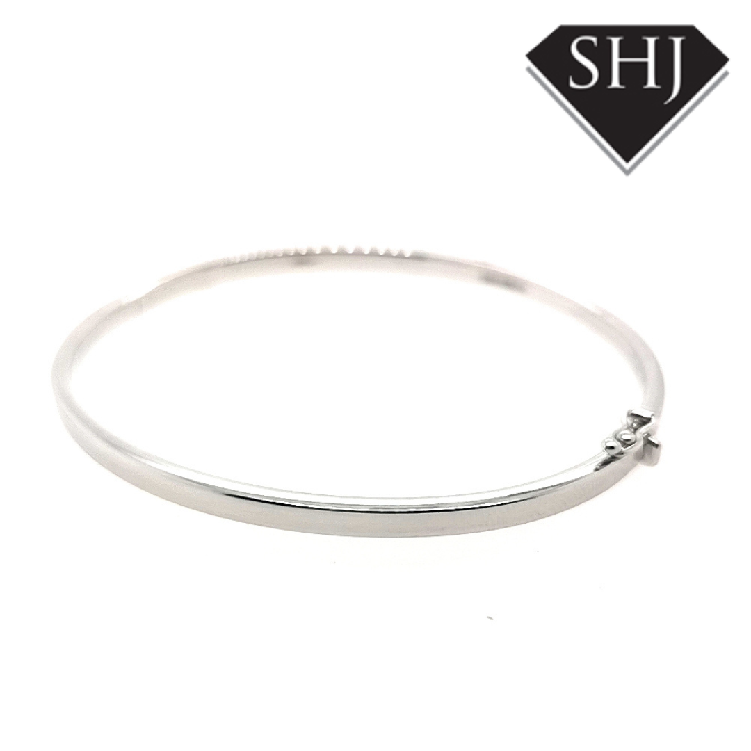 9ct White Gold Hinged Bangle
