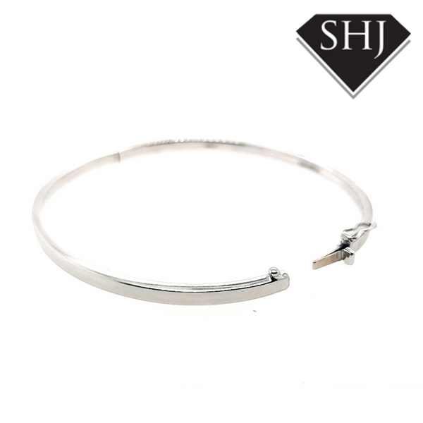 9ct White Gold Hinged Bangle