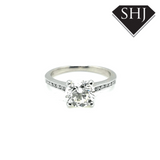 Platinum Single Stone Diamond Shoulder Ring 1.80ct