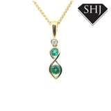 18ct Yellow Gold Emerald and Diamond Pendant