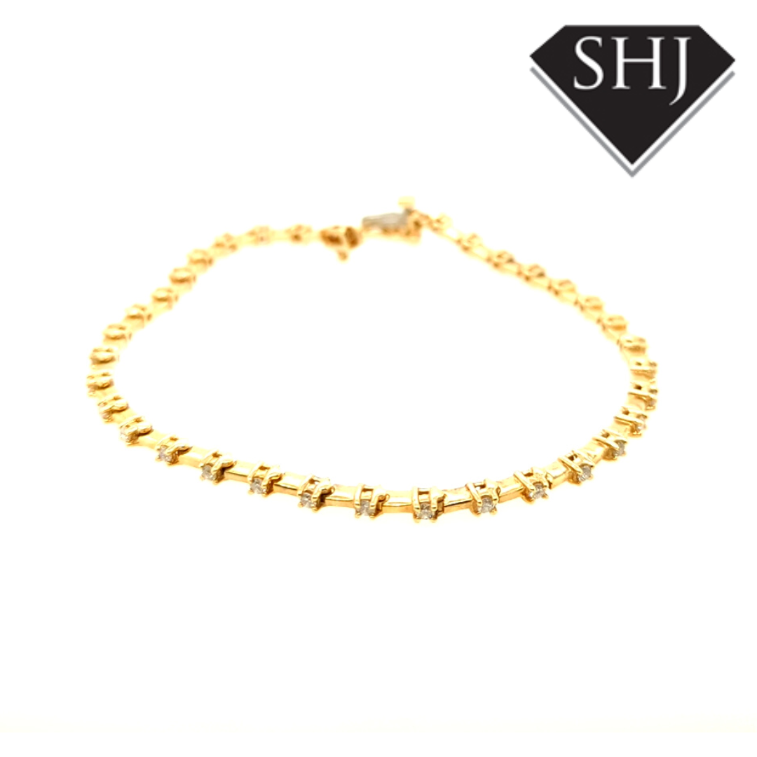 14ct Yellow Gold Diamond Bracelet