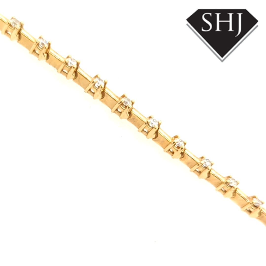 14ct Yellow Gold Diamond Bracelet