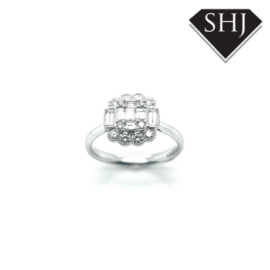 18ct White Gold Baguette Cluster 0.63ct