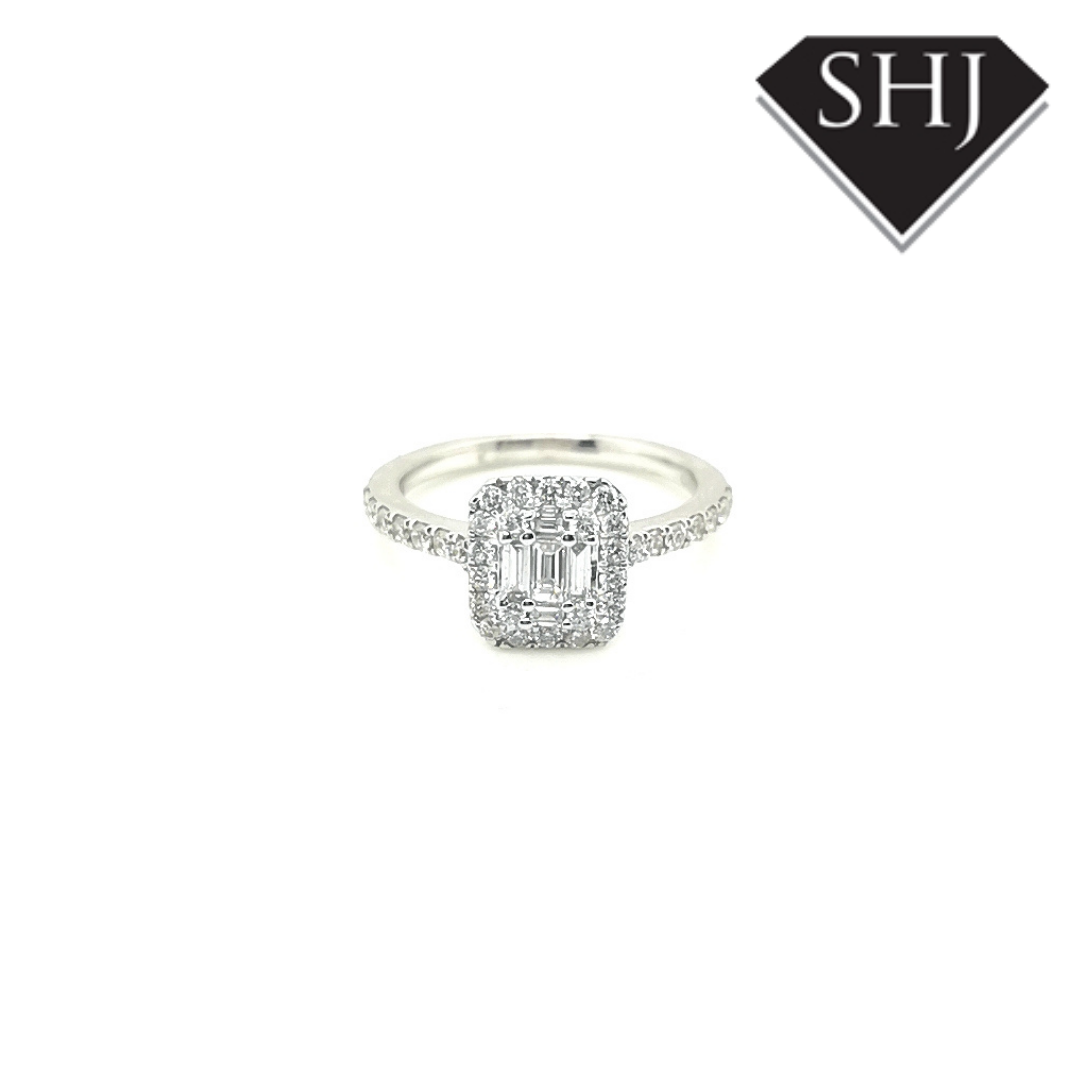 18ct White Gold Diamond Cluster Ring, 0.60ct