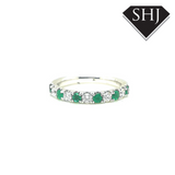 18ct White Gold Emerald & Diamond Eternity Ring