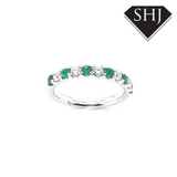 18ct White Gold Emerald & Diamond Eternity Ring