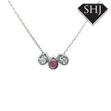 9ct White Gold Ruby and Diamond Pendant