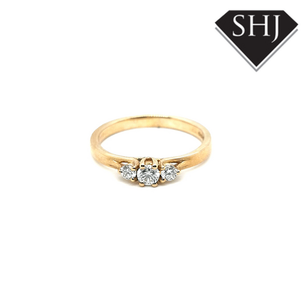 9ct Yellow Gold Diamond 3 Stone Ring 0.25ct