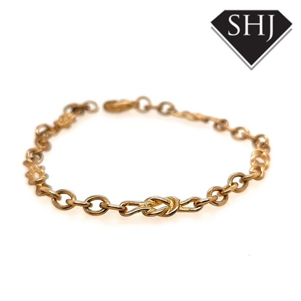 9ct Yellow Gold Trace and Knot Bracelet