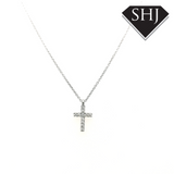 9ct White Gold Diamond Cross and Chain