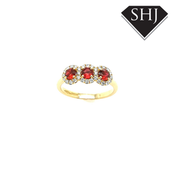 18ct Yellow Gold Ruby and Diamond Ring