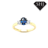 18ct Yellow Gold Sapphire and Diamond 3 Stone Ring