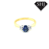 18ct Yellow Gold Sapphire and Diamond 3 Stone Ring