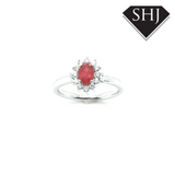 18ct White Gold Ruby and Diamond Cluster