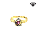 9ct Yellow Gold Ruby & Diamond Cluster