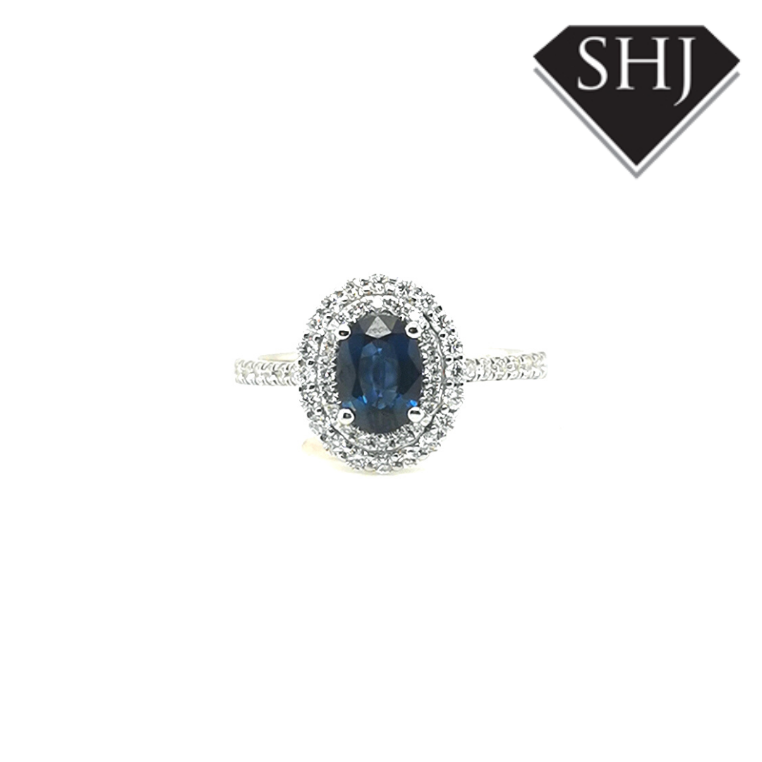 18ct White Gold Sapphire and Diamond Ring