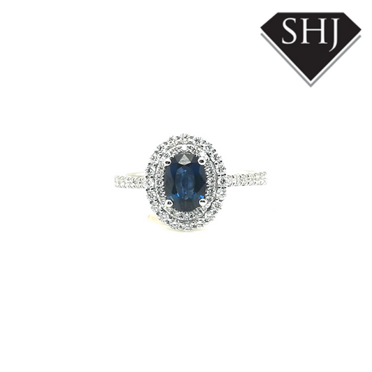 18ct White Gold Sapphire and Diamond Ring
