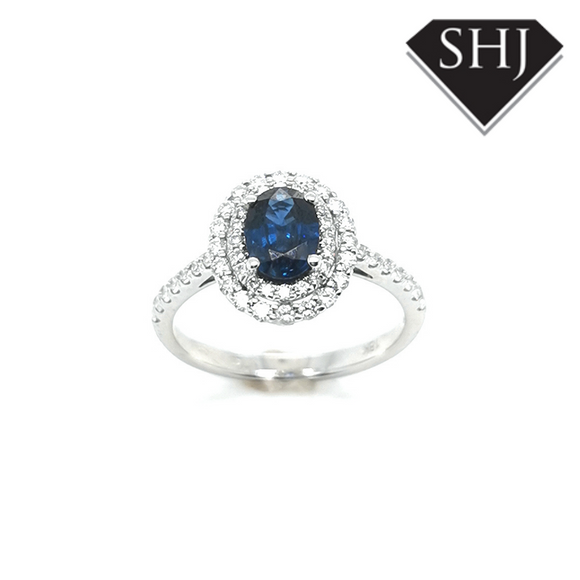 18ct White Gold Sapphire and Diamond Ring