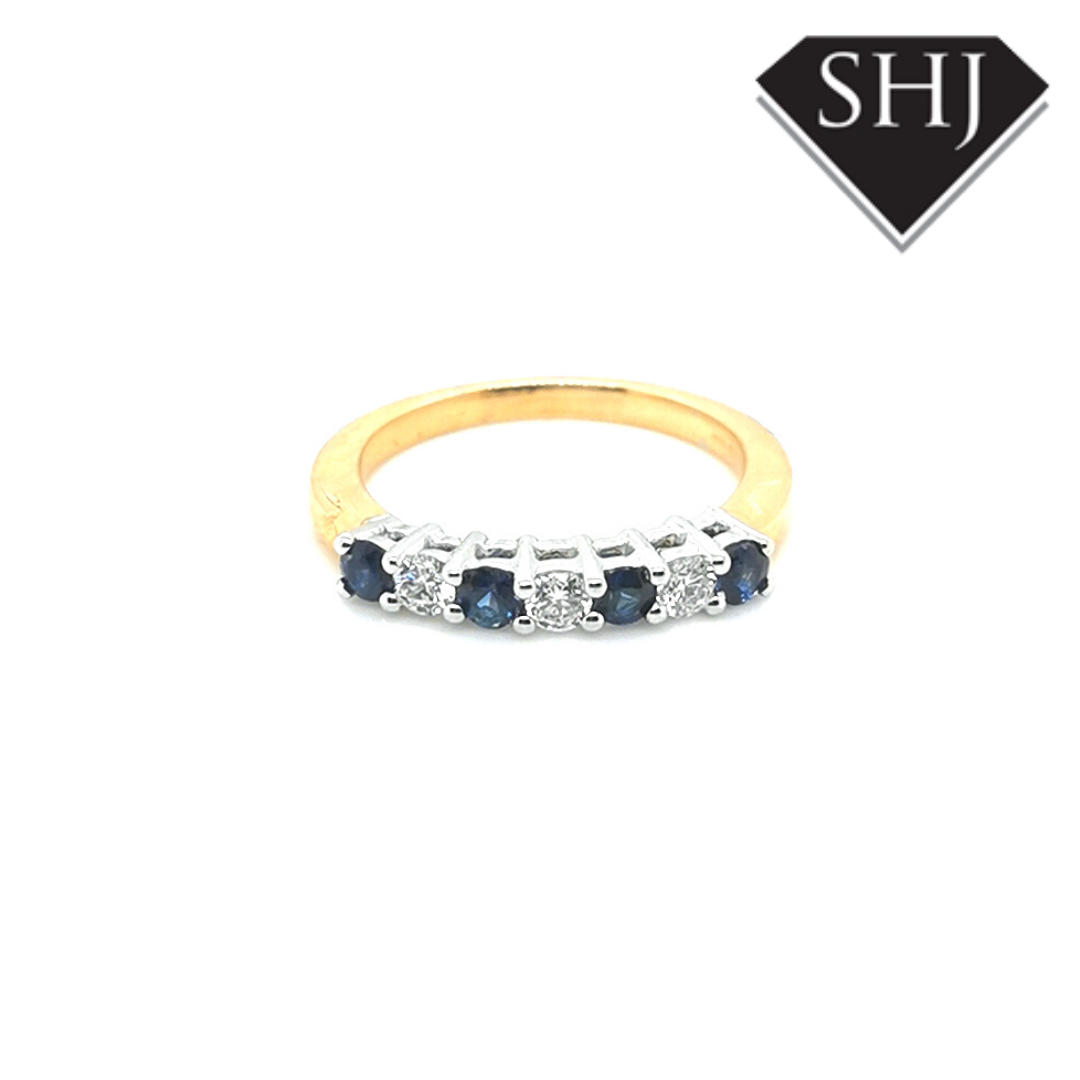 18ct Yellow Gold 0.42ct Sapphire and 0.27ct Diamond Eternity Ring