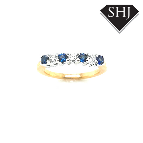 18ct Yellow Gold 0.42ct Sapphire and 0.27ct Diamond Eternity Ring