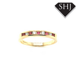 9ct Yellow Gold 9 Stone Ruby and Diamond Eternity Ring