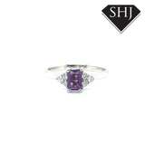 9ct White Gold Amethyst and Diamond Ring 0.15ct