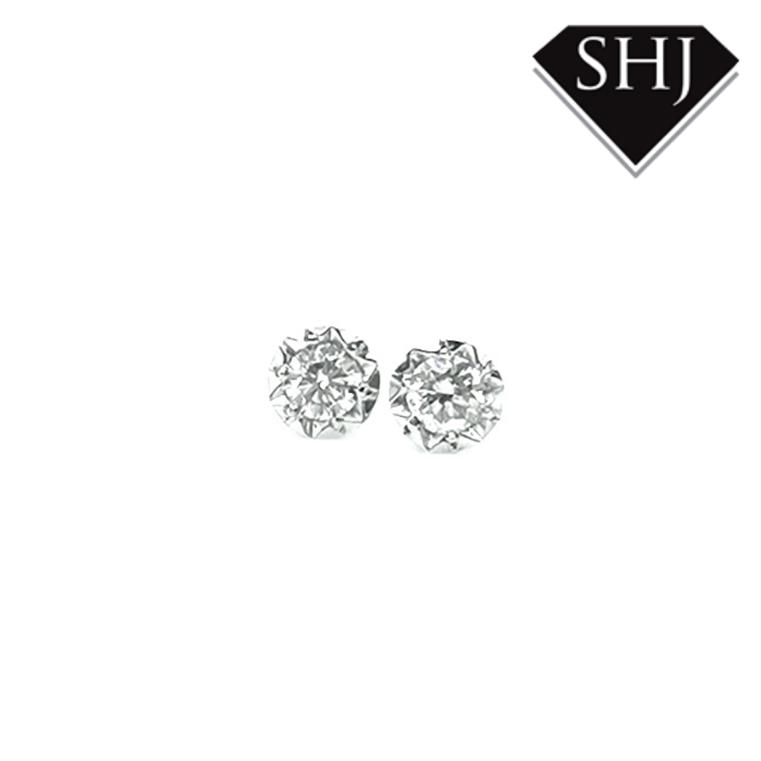 9ct White Gold Diamond Earrings