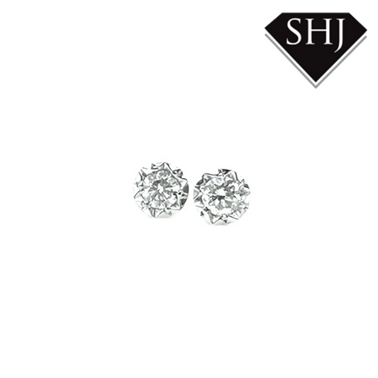 9ct White Gold Diamond Earrings