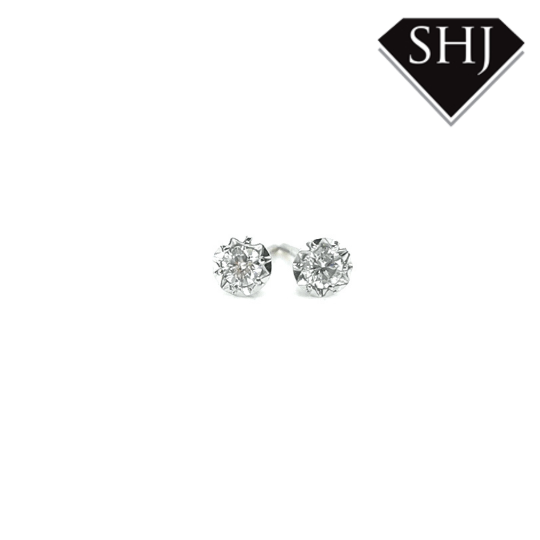 9ct White Gold Diamond Earrings