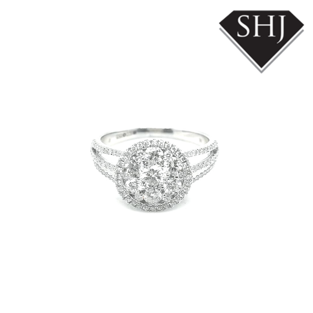 9ct White Gold Round Cluster 1.25ct