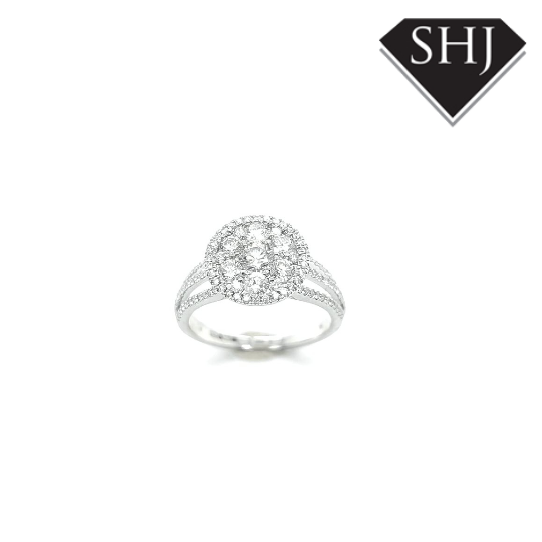 9ct White Gold Round Cluster 1.25ct