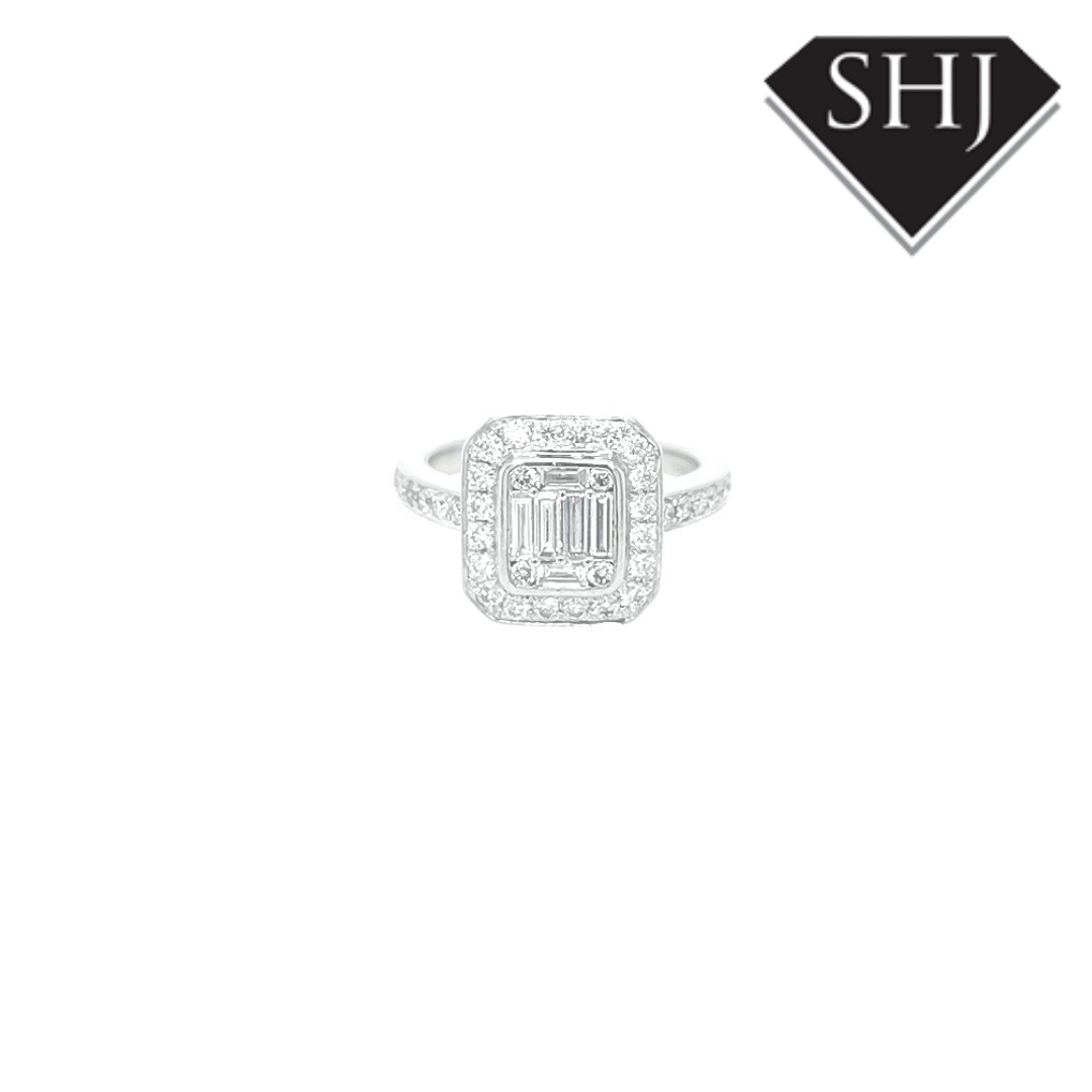 Platinum Diamond Cluster Ring 0.93ct