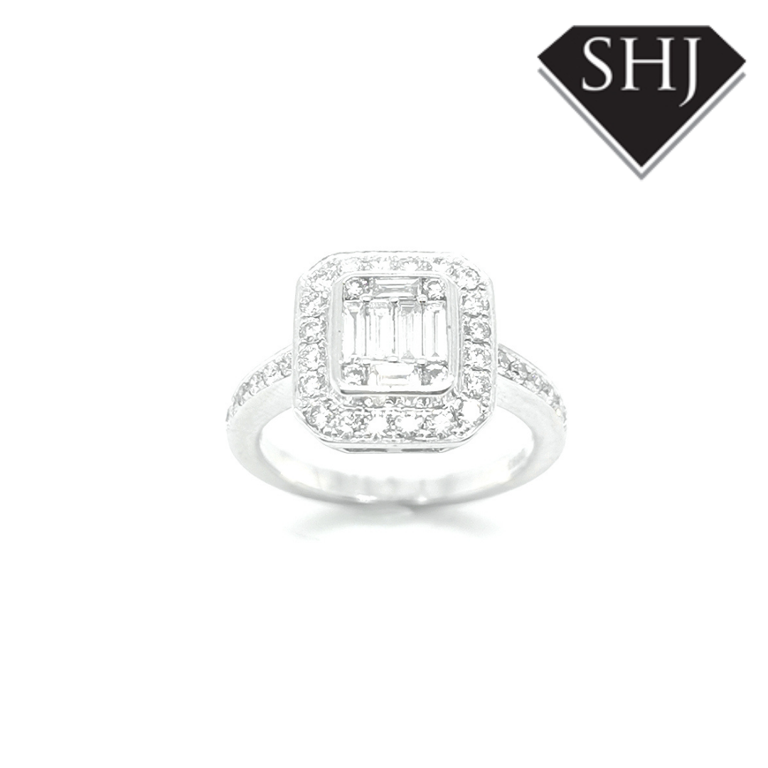 Platinum Diamond Cluster Ring 0.93ct