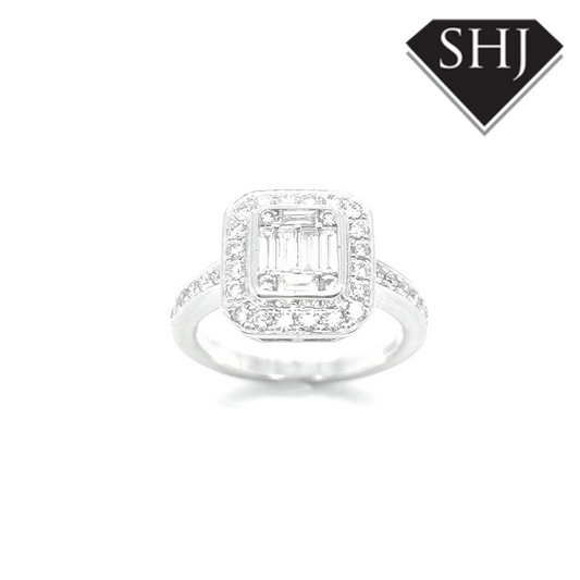 Platinum Diamond Cluster Ring 0.93ct