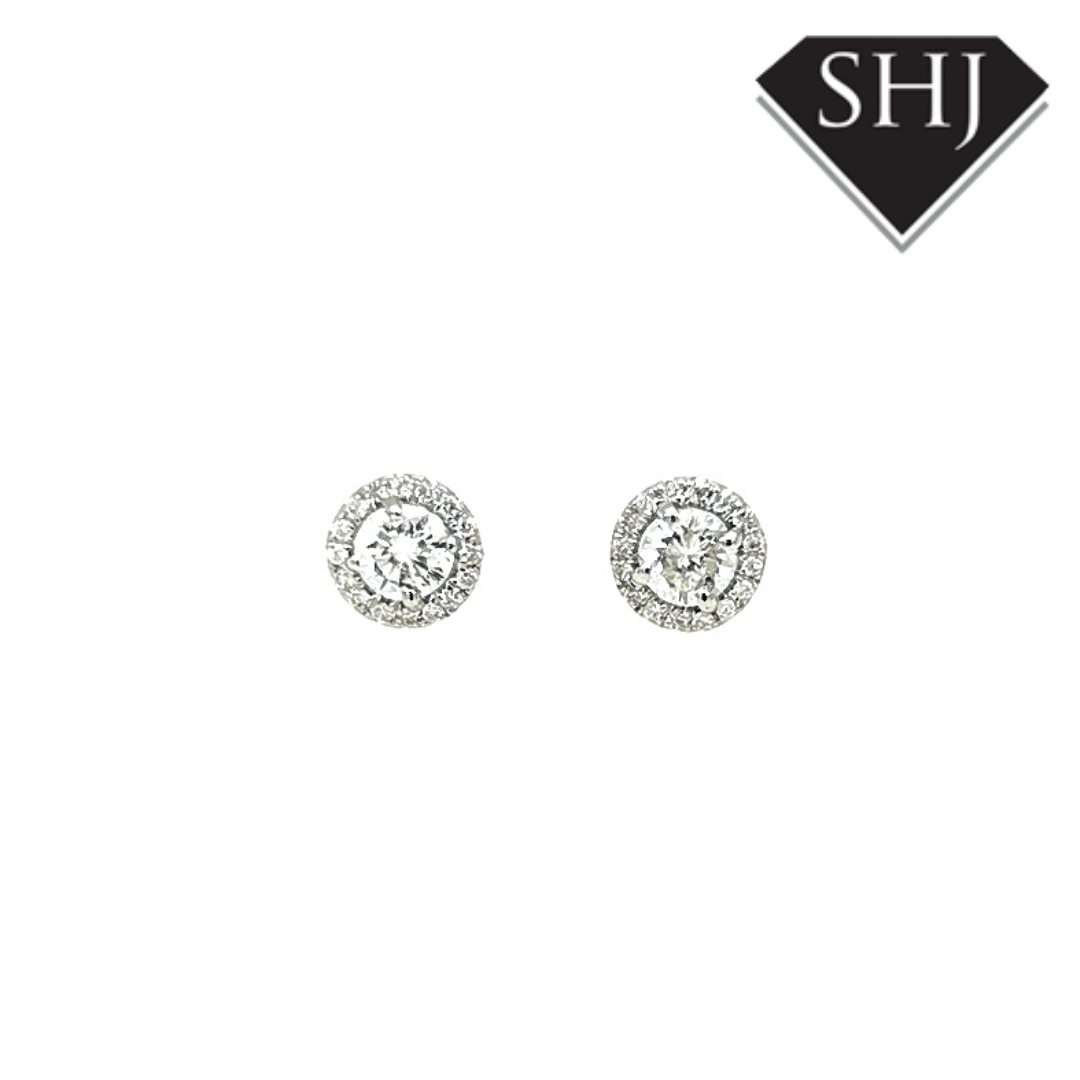 9ct White Gold Cluster Diamond Earring