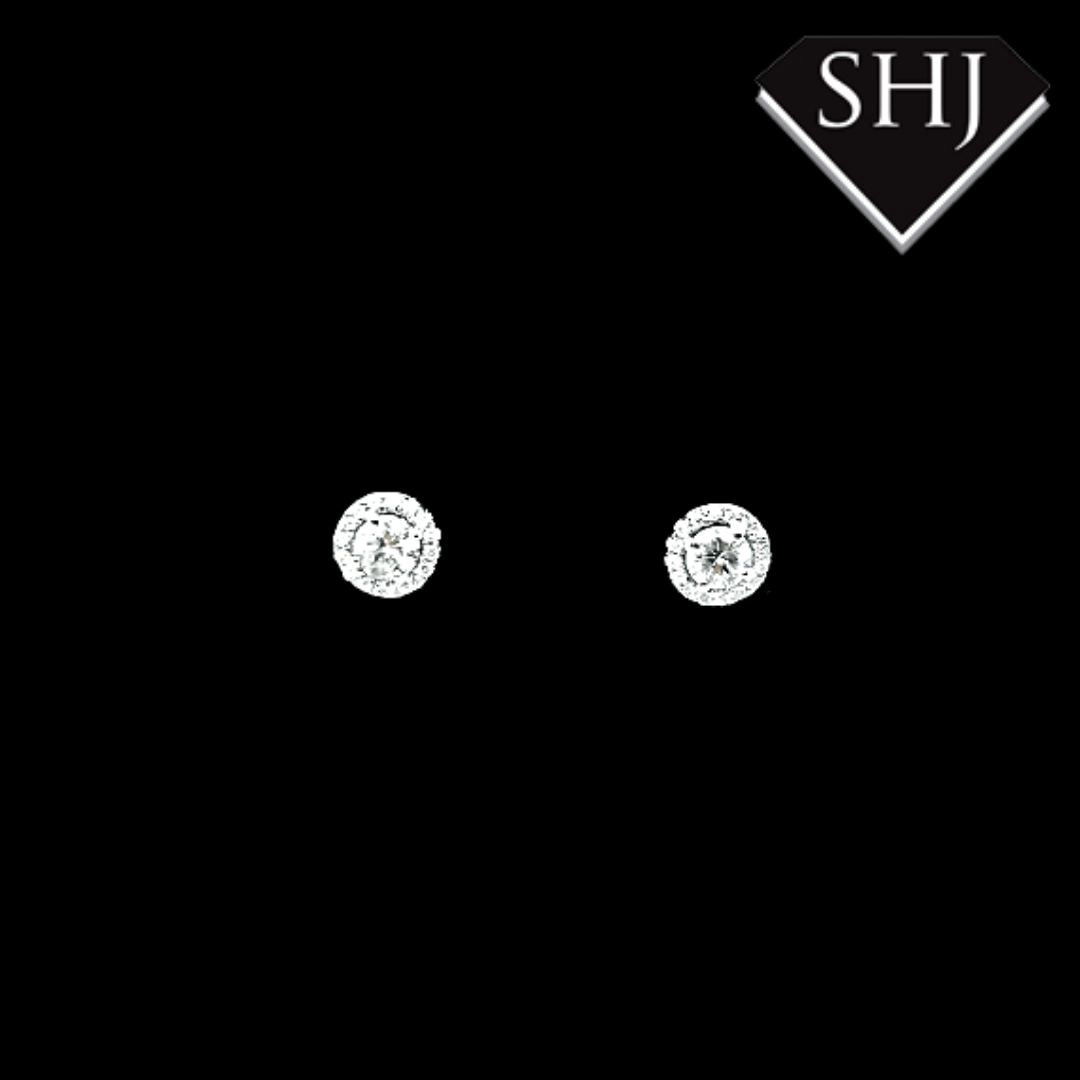 9ct White Gold Cluster Diamond Earring